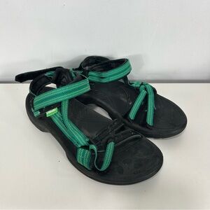 Teva Black Sandals with Green Accents